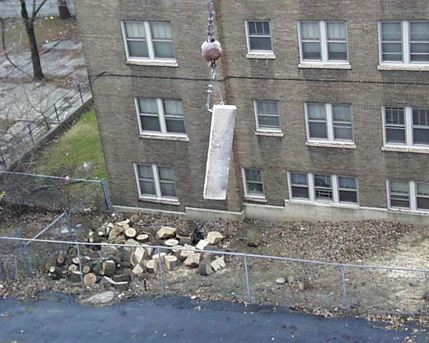 Eagles Club masonry restoration - Stone Being Lowered